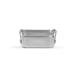 Recycled stainless steel lunch box with clasps, 1.05 L silver colour front view