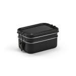 Double lunch box, recycled steel with clasps, 1.05 L black colour