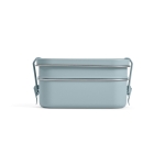 Double lunch box, recycled steel with clasps, 1.05 L marbled blue colour fourth view