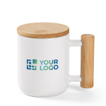 Porcelain mug with lid and double bamboo handle, 320 ml main view