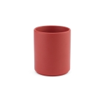 Ceramic mug with matte finish without handle, 290 ml marbled red colour