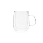 Double-walled borosilicate glass mug, 400 ml transparent colour front view