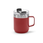 Recycled stainless steel mug with rotating lid, 350 ml burgundy colour