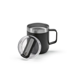 Recycled stainless steel mug with rotating lid, 350 ml black colour second view