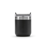 Recycled stainless steel mug with rotating lid, 350 ml black colour front view