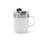 Recycled stainless steel mug with rotating lid, 350 ml white colour