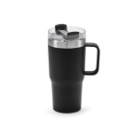 Recycled stainless steel thermal mug, 490 ml black colour