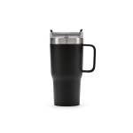 Recycled stainless steel thermal mug, 490 ml black colour side view