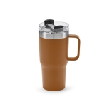 Recycled stainless steel thermal mug, 490 ml camel colour