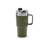 Recycled stainless steel thermal mug, 490 ml military green colour