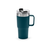 Recycled stainless steel thermal mug, 490 ml petrol blue colour