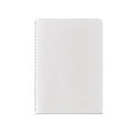 Lined notebook recycled cardboard cover, A6 white colour front view