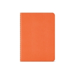 Lined notebook recycled cardboard cover, A6 orange colour front view