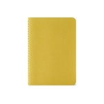 Lined notebook recycled cardboard cover, A6 dark yellow colour front view