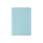 Lined notebook recycled cardboard cover, A6 pastel blue colour front view