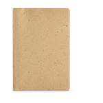 Recycled softcover coconut shell notebook, A5 light brown colour front view