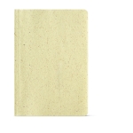 Recycled notebook with soft cover made from corn husks, A5 yellow colour front view