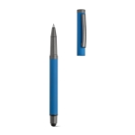 Pen made of recycled steel, black Documental® ink blue colour second view