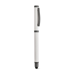 Pen made of recycled steel, black Documental® ink white colour