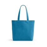 Recycled cotton and RPET bag, 280 g/m2 light blue colour front view