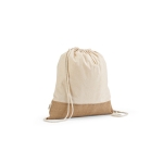 Drawstring bag with jute bottom, 180 g/m2 natural colour