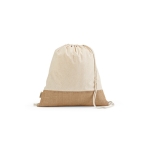 Drawstring bag with jute bottom, 180 g/m2 natural colour front view