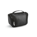 Ecological toiletry bag, recycled leather black colour