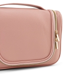 Ecological toiletry bag, recycled leather pink colour second view