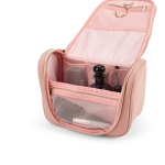 Ecological toiletry bag, recycled leather pink colour third view