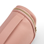 Ecological toiletry bag, recycled leather pink colour detail view