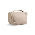 Ecological toiletry bag, recycled leather beige colour