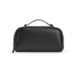 Water-repellent toiletry bag made from recycled leather black colour rear view