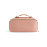 Water-repellent toiletry bag made from recycled leather pink colour