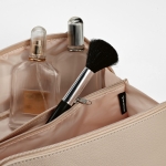 Water-repellent toiletry bag made from recycled leather beige colour second view