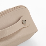 Water-repellent toiletry bag made from recycled leather beige colour fourth view