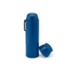 Recycled stainless steel thermos with cup, 750 ml navy-blue colour second view