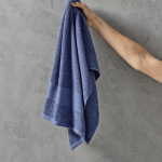 Guest towel made from recycled cotton, 370 g/m2, 50 x 100 cm navy-blue colour ambient view