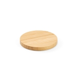 Round bamboo wireless charger, 15W natural colour