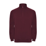 Cotton and polyester sweatshirt with half zipper, 280 g/m², Roly burgundy colour