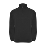 Cotton and polyester sweatshirt with half zipper, 280 g/m², Roly black colour