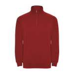 Cotton and polyester sweatshirt with half zipper, 280 g/m², Roly red colour