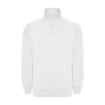 Cotton and polyester sweatshirt with half zipper, 280 g/m², Roly white colour