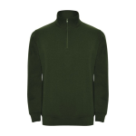 Cotton and polyester sweatshirt with half zipper, 280 g/m², Roly bottle green colour