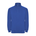 Cotton and polyester sweatshirt with half zipper, 280 g/m², Roly royal blue colour