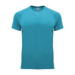 Children’s 100% polyester technical t-shirt, 135 g/m², Roly turquoise colour