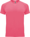 Children’s 100% polyester technical t-shirt, 135 g/m², Roly neon pink colour