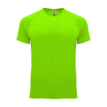 Children’s 100% polyester technical t-shirt, 135 g/m², Roly neon green colour