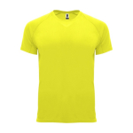 Children’s 100% polyester technical t-shirt, 135 g/m², Roly neon yellow colour