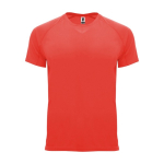 Children’s 100% polyester technical t-shirt, 135 g/m², Roly coral colour