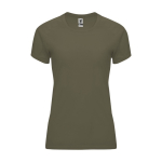 Women’s 100% polyester technical t-shirt, 135 g/m², Roly military green colour